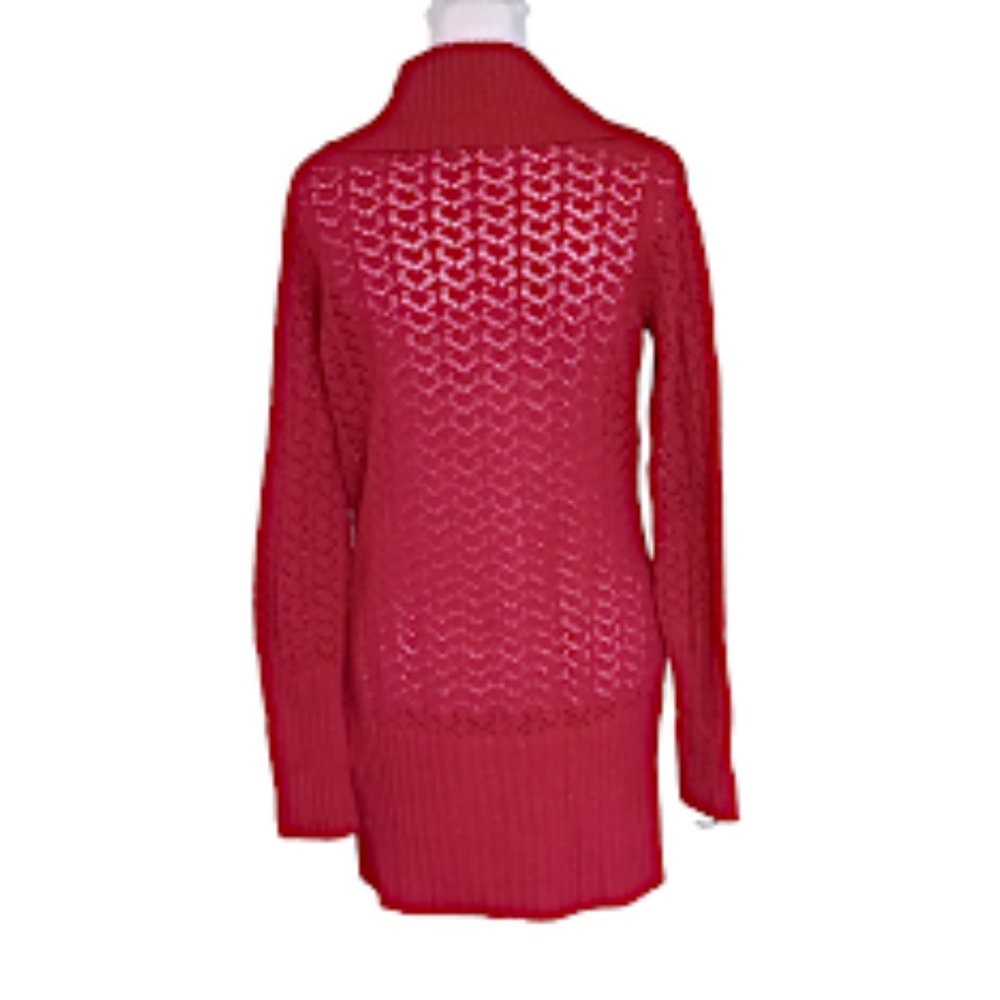 DKNY Jeans cranberry lacy tunic pullover sweater cotton blend size L - Picture 2 of 7
